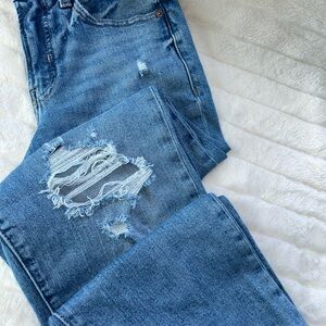 Distressed Blue Jeans